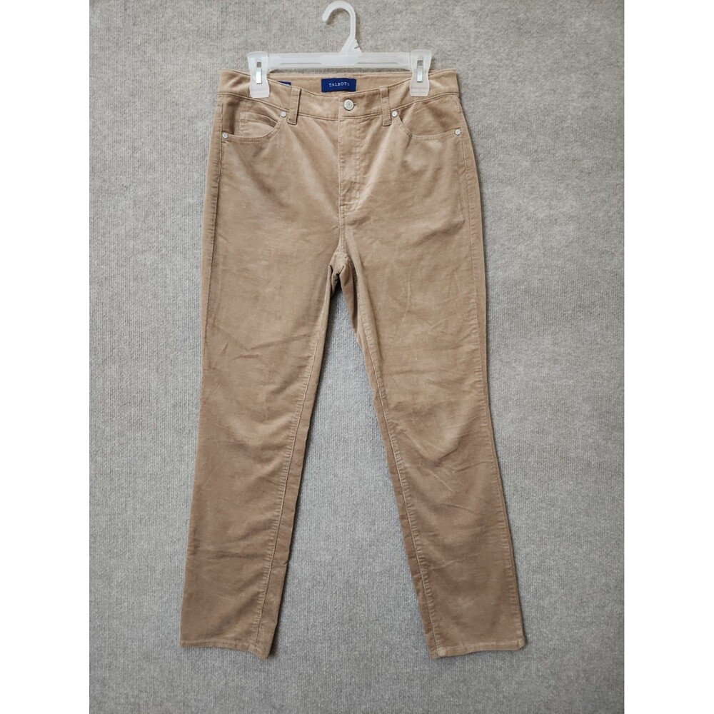 Talbots Corduroy Pants Womens 6 Petite Camel Brown Straight Leg Stretch